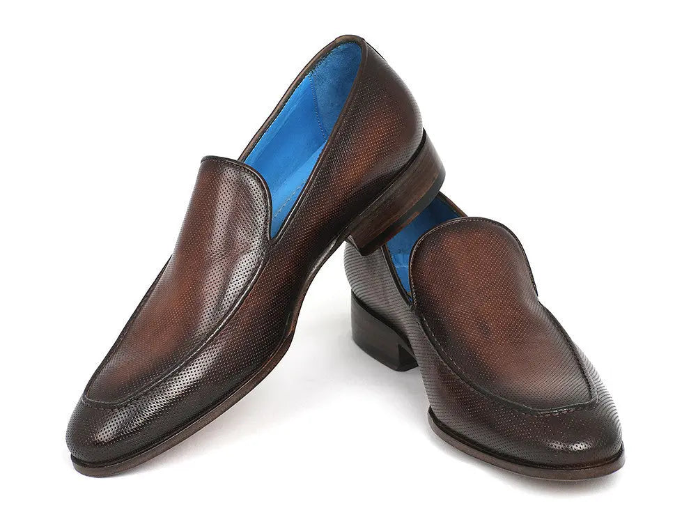 Paul Parkman Men's Brown Perforated Genuine Leather Loafers (ID#874-BRW) PAUL PARKMAN