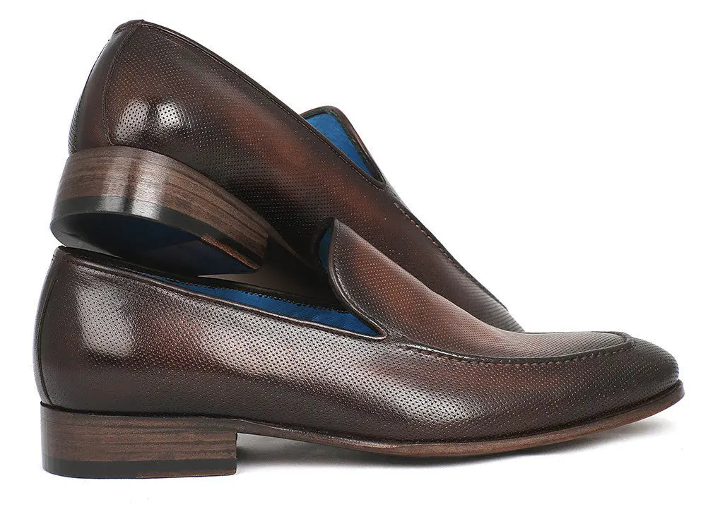 Paul Parkman Men's Brown Perforated Genuine Leather Loafers (ID#874-BRW) PAUL PARKMAN