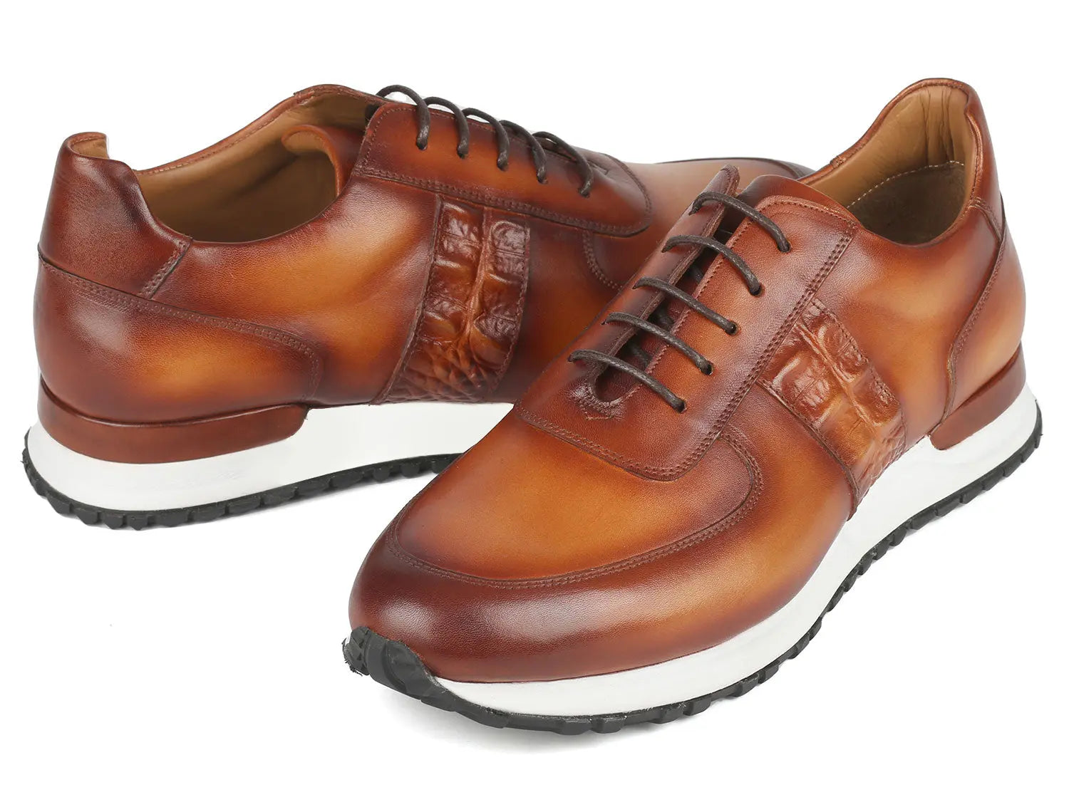 Paul Parkman Men's Brown Hand-Painted Sneakers (ID#LP208BRW) PAUL PARKMAN