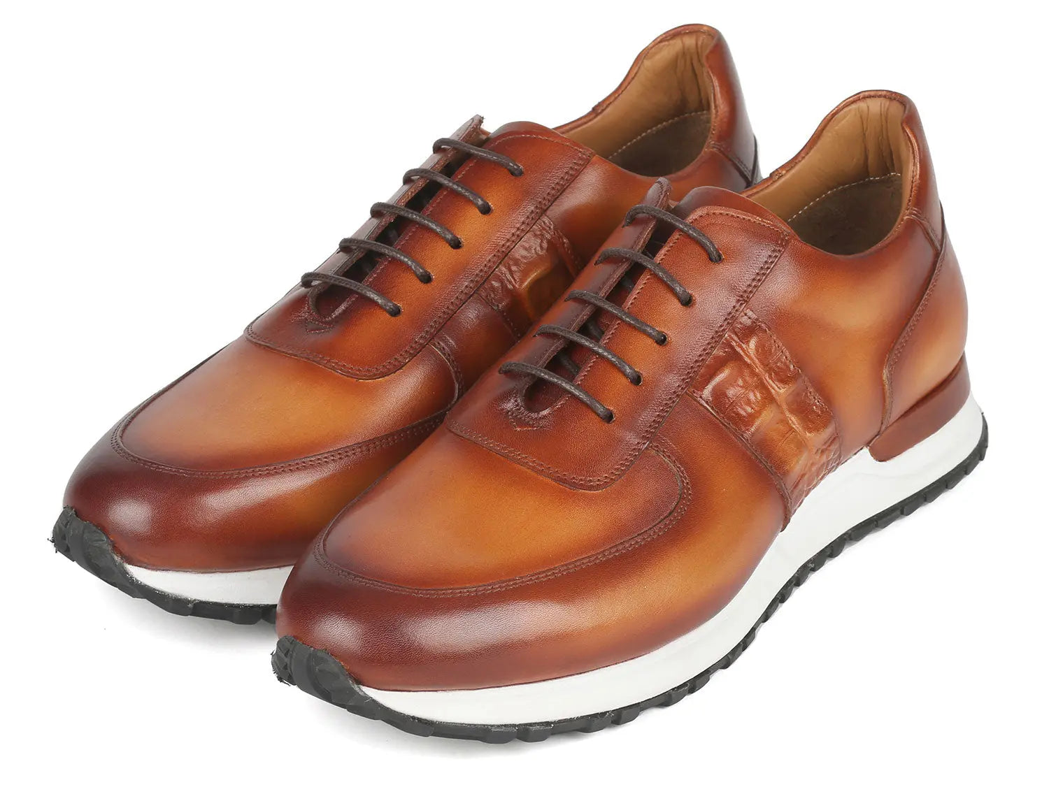 Paul Parkman Men's Brown Hand-Painted Sneakers (ID#LP208BRW) PAUL PARKMAN
