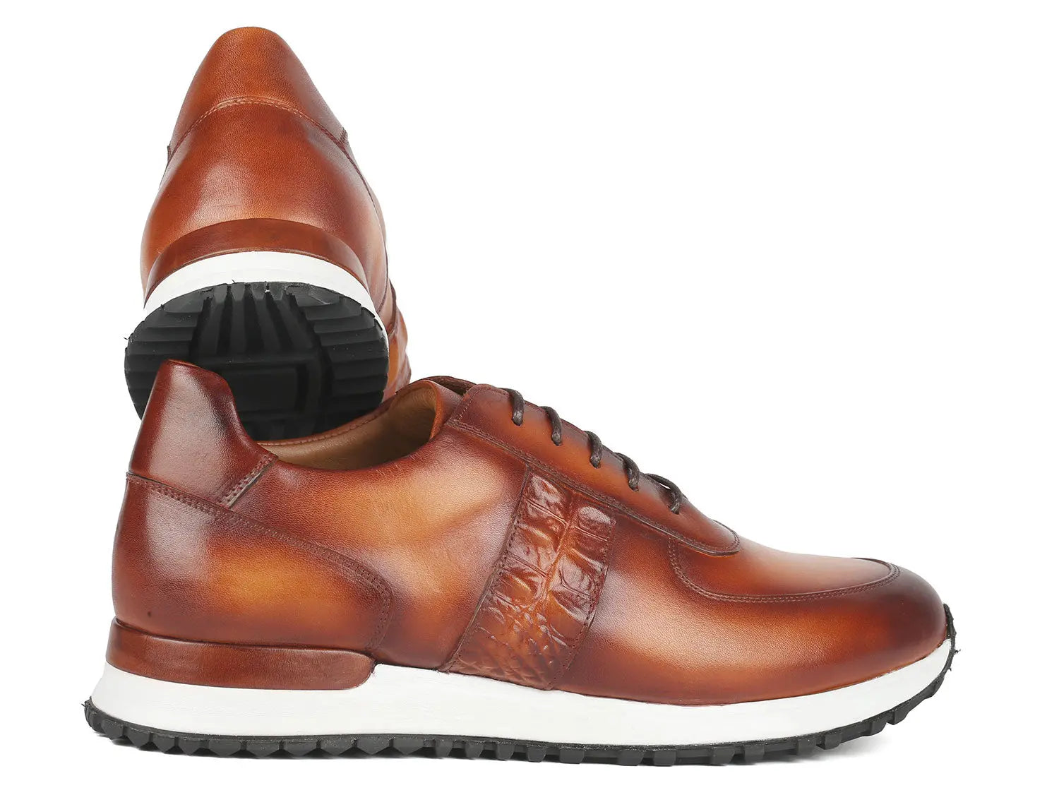 Paul Parkman Men's Brown Hand-Painted Sneakers (ID#LP208BRW) PAUL PARKMAN