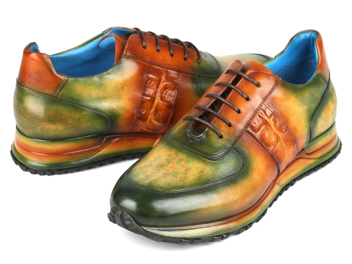 Paul Parkman Men's Green/Brown Patina Sneakers (ID#LP207GRB) PAUL PARKMAN