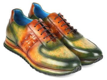 Paul Parkman Men's Green/Brown Patina Sneakers (ID#LP207GRB) PAUL PARKMAN