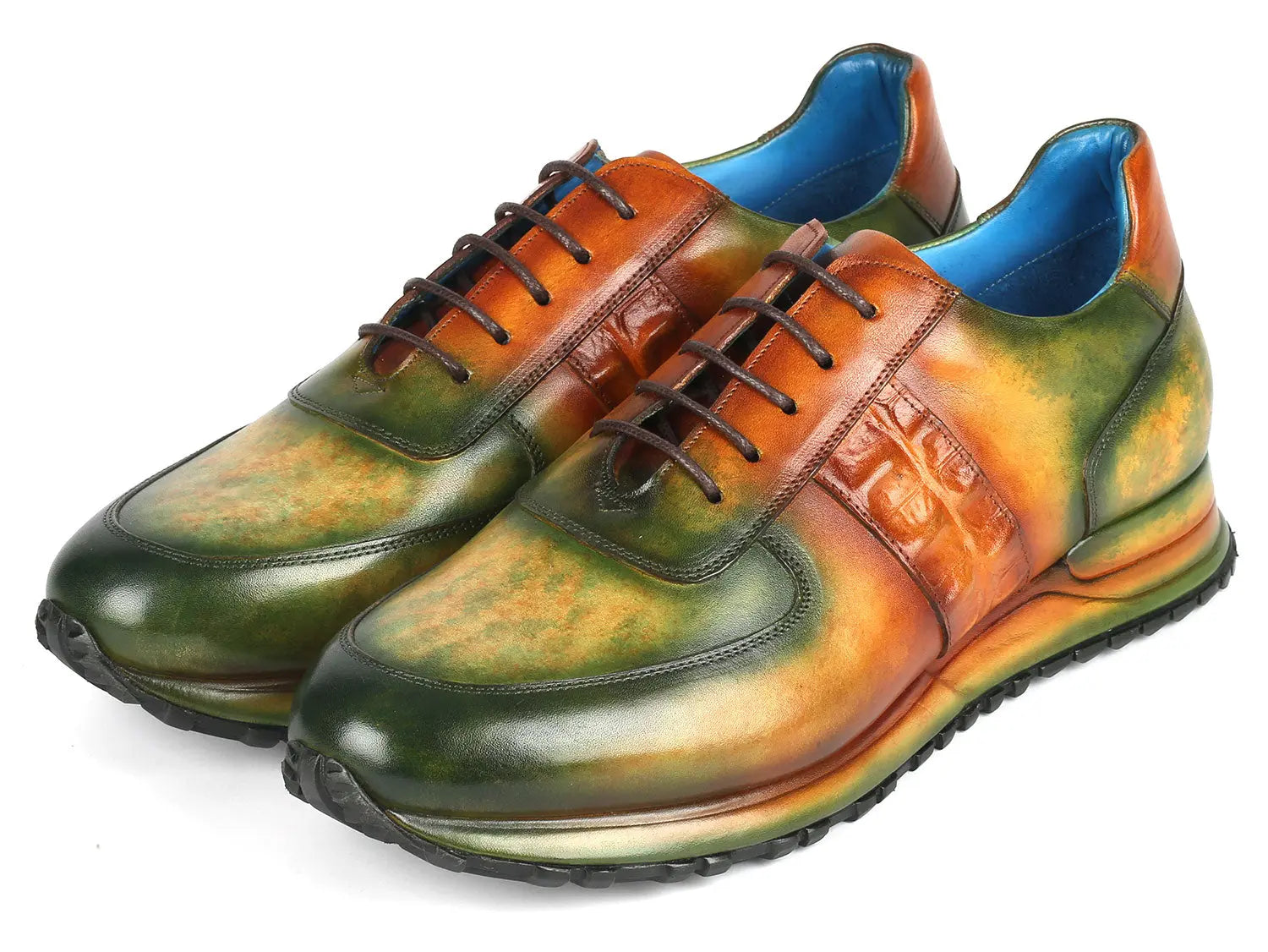 Paul Parkman Men's Green/Brown Patina Sneakers (ID#LP207GRB) PAUL PARKMAN