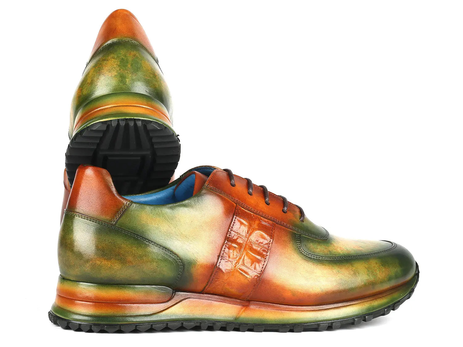 Paul Parkman Men's Green/Brown Patina Sneakers (ID#LP207GRB) PAUL PARKMAN