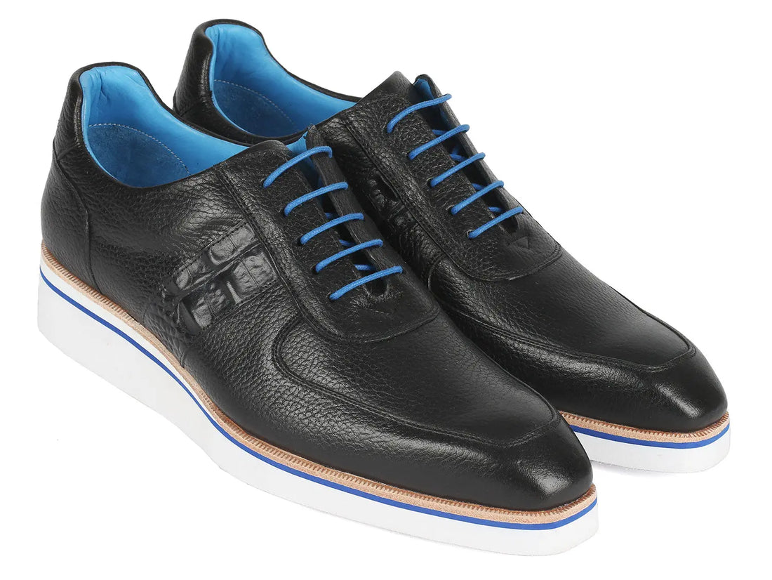 Paul Parkman Men's Black Floater Genuine Leather Casual Shoes (ID#192-BLK) PAUL PARKMAN