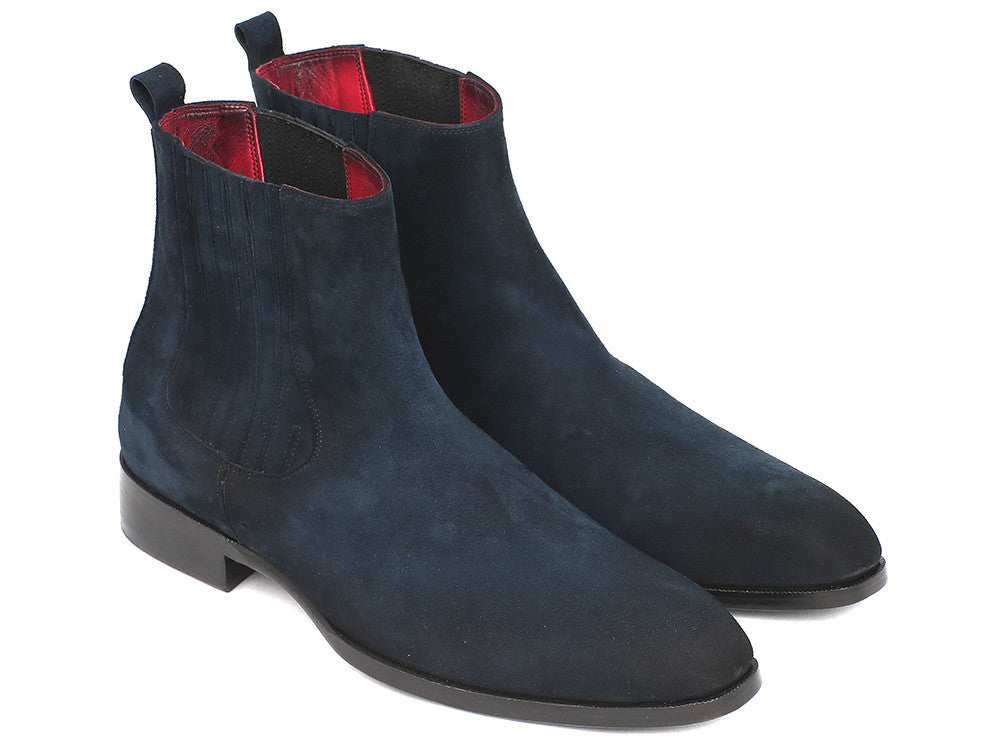 Paul Parkman Navy Suede Chelsea Boots (ID#SD875NVY)