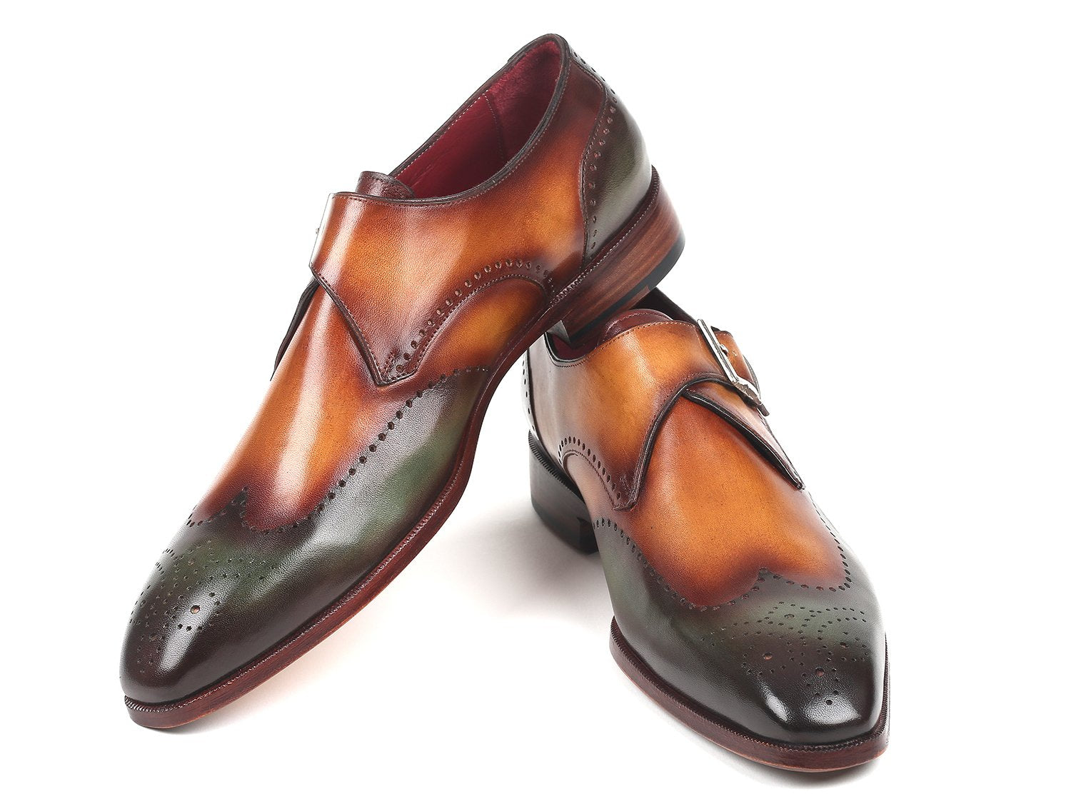 Paul Parkman Single Monkstraps Green & Camel (ID#944-GRN-CML) PAUL PARKMAN