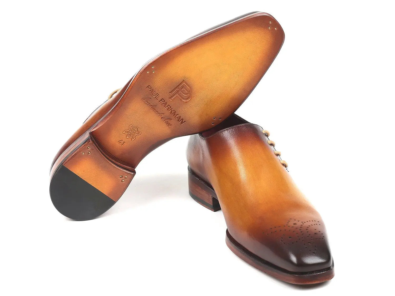 Paul Parkman Men's Brown/Camel Hand-Painted Side Lace Oxfords (ID#927F64) PAUL PARKMAN