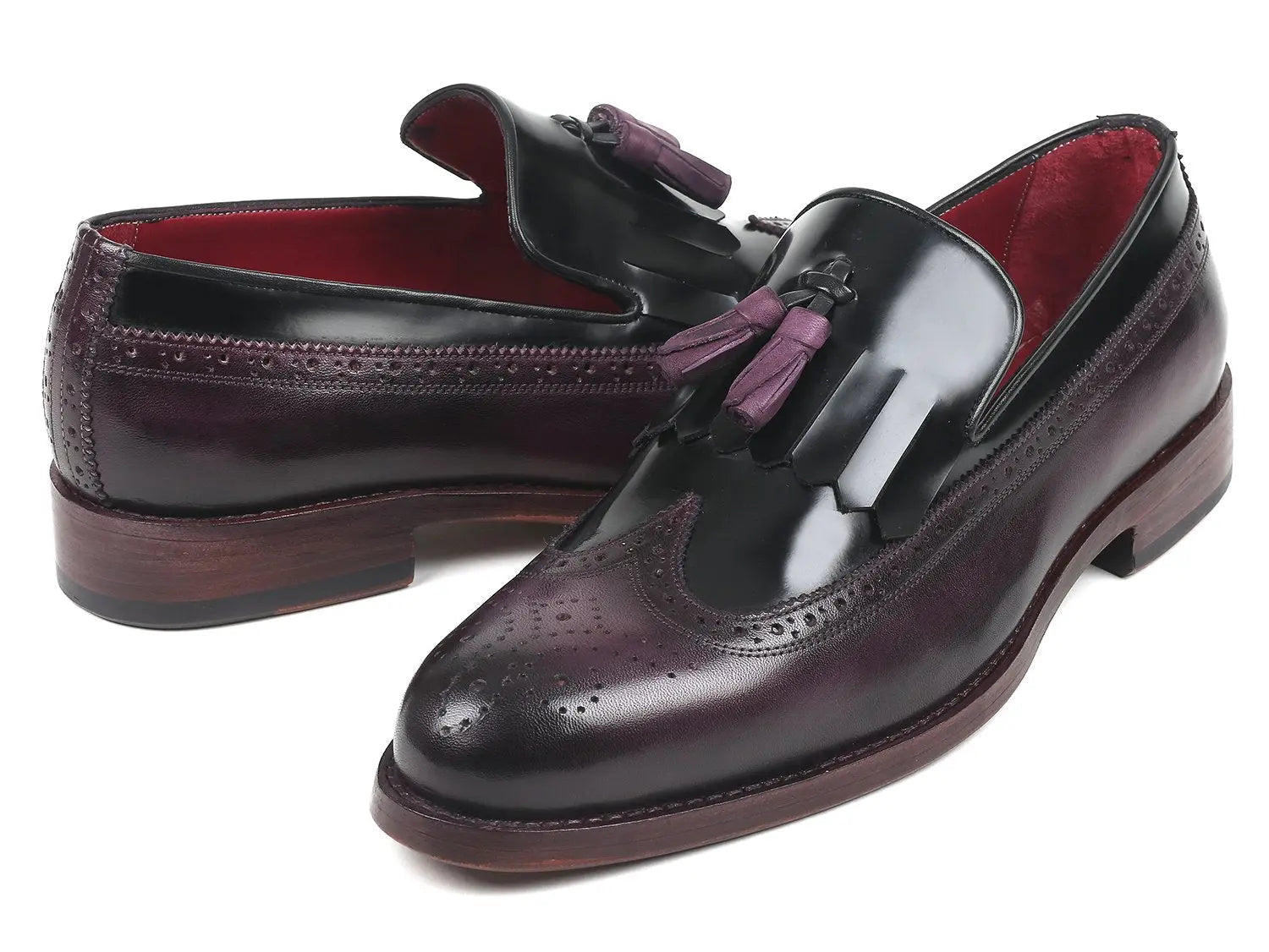 Paul Parkman Men's Black/Purple Kiltie Tassel Loafers (ID#KT92PX) PAUL PARKMAN