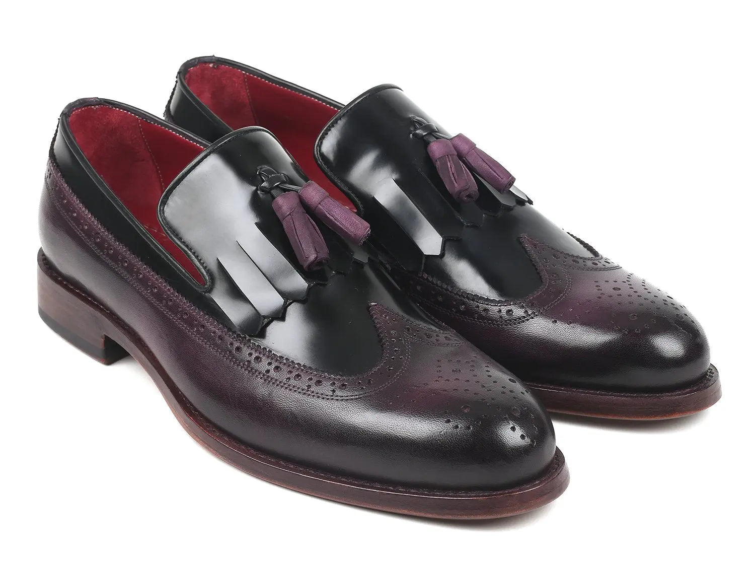 Paul Parkman Men's Black/Purple Kiltie Tassel Loafers (ID#KT92PX) PAUL PARKMAN