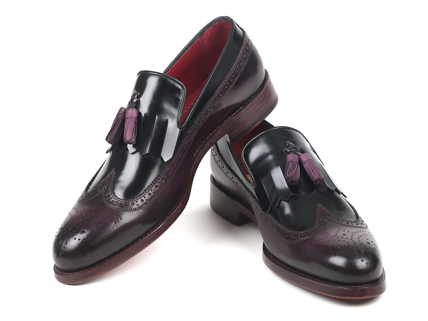 Paul Parkman Kiltie Tassel Loafer Black & Purple (ID#KT92PX) PAUL PARKMAN