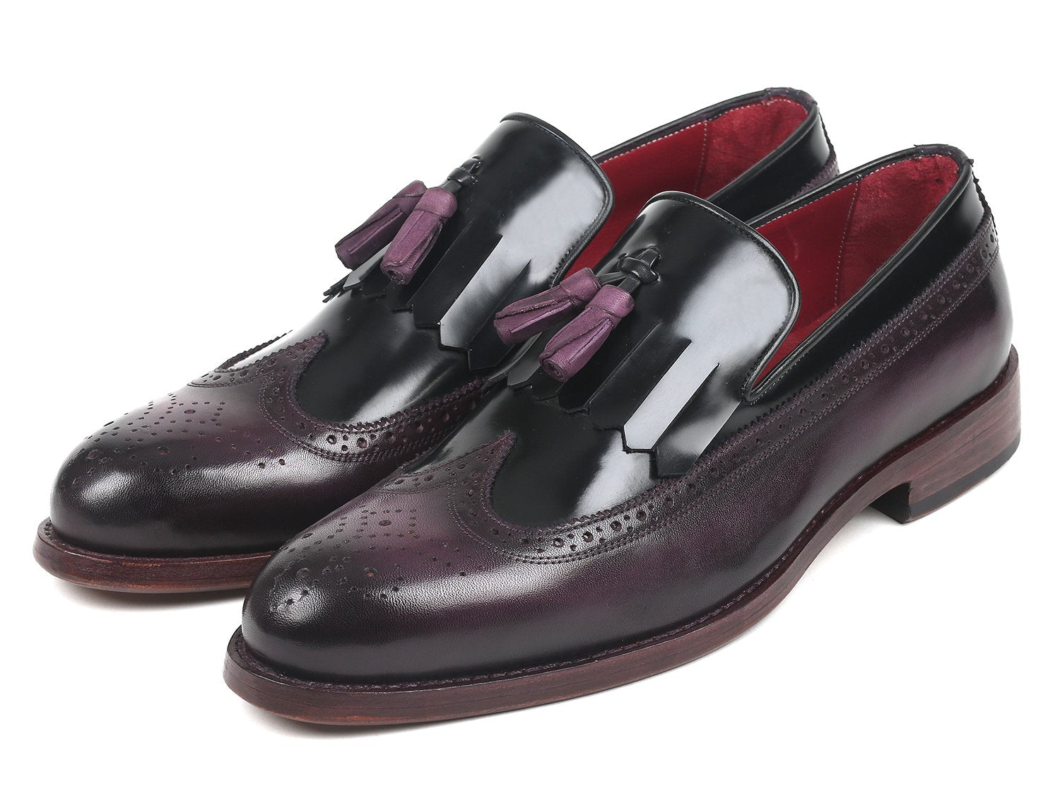 Paul Parkman Kiltie Tassel Loafer Black & Purple (ID#KT92PX) PAUL PARKMAN