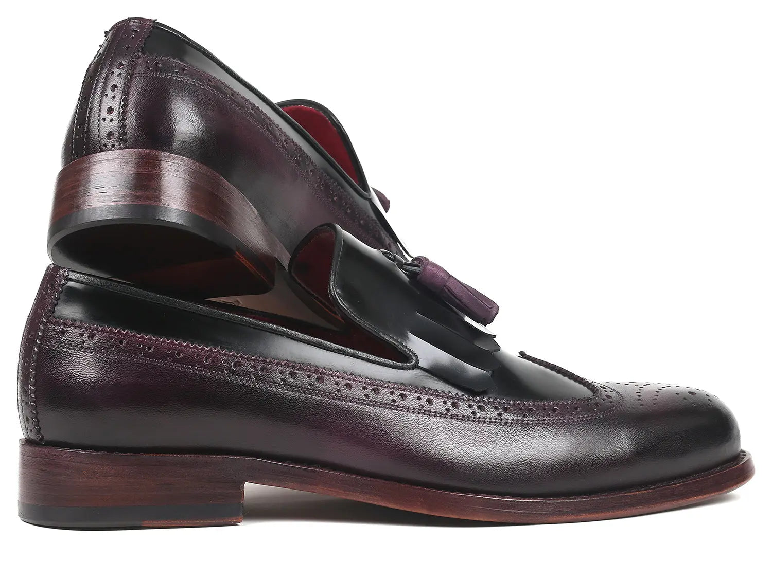 Paul Parkman Men's Black/Purple Kiltie Tassel Loafers (ID#KT92PX) PAUL PARKMAN