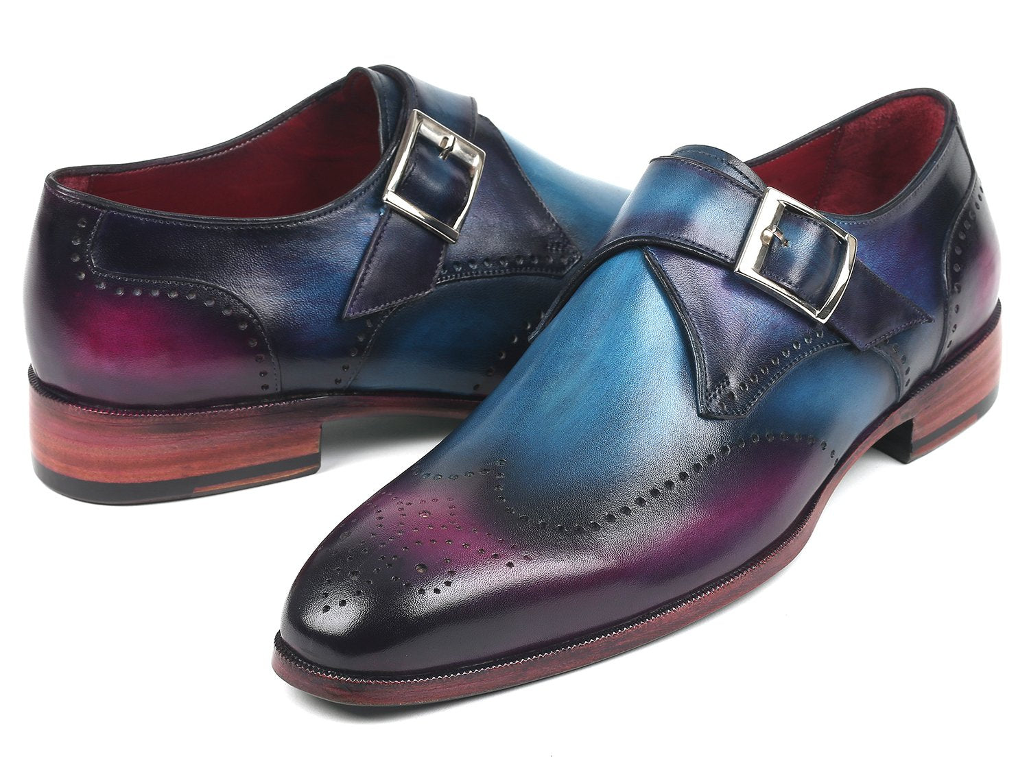 Paul Parkman Single Monkstraps Blue & Purple (ID#948-BLU-PRP) PAUL PARKMAN