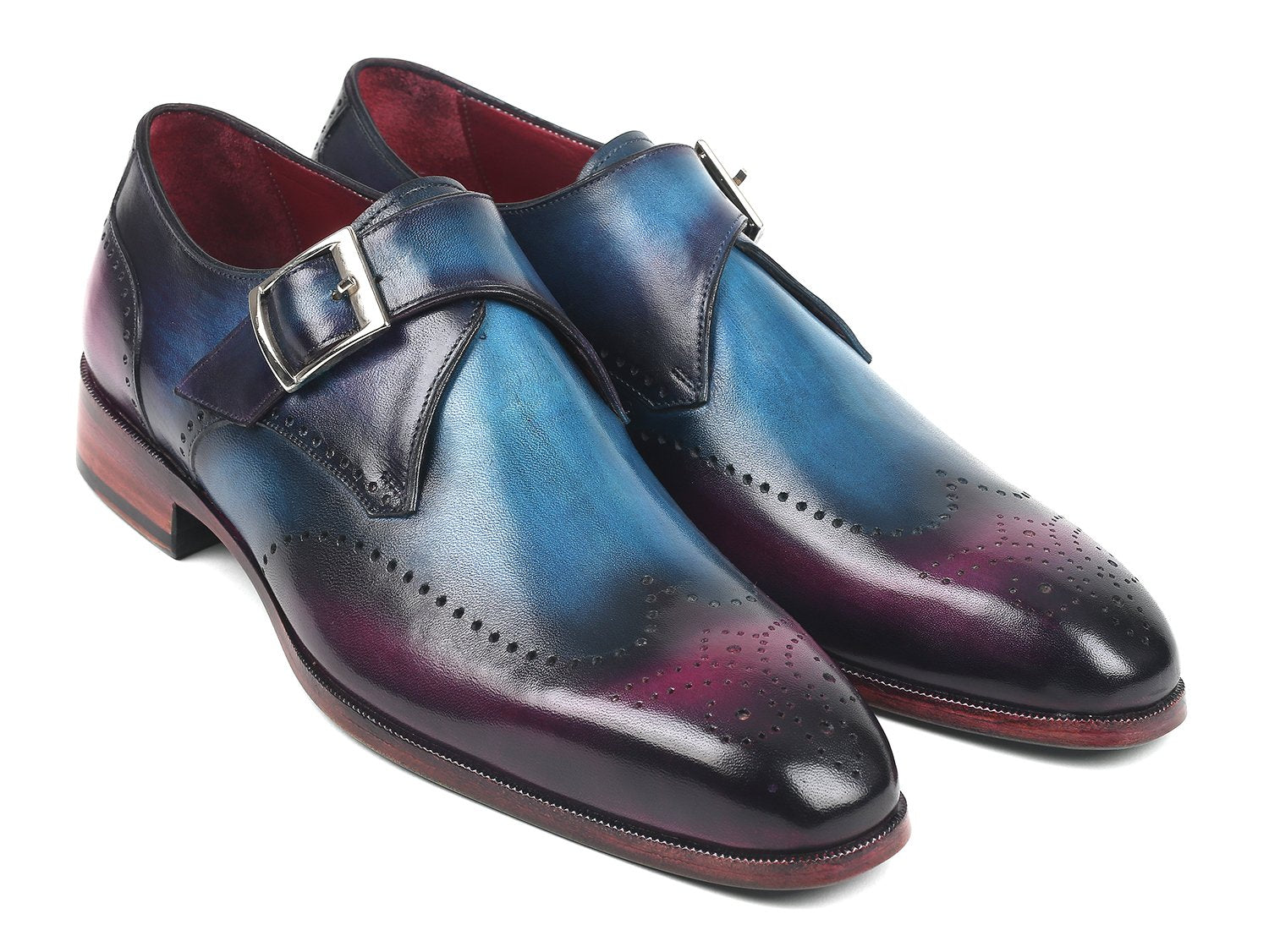 Paul Parkman Single Monkstraps Blue & Purple (ID#948-BLU-PRP) PAUL PARKMAN