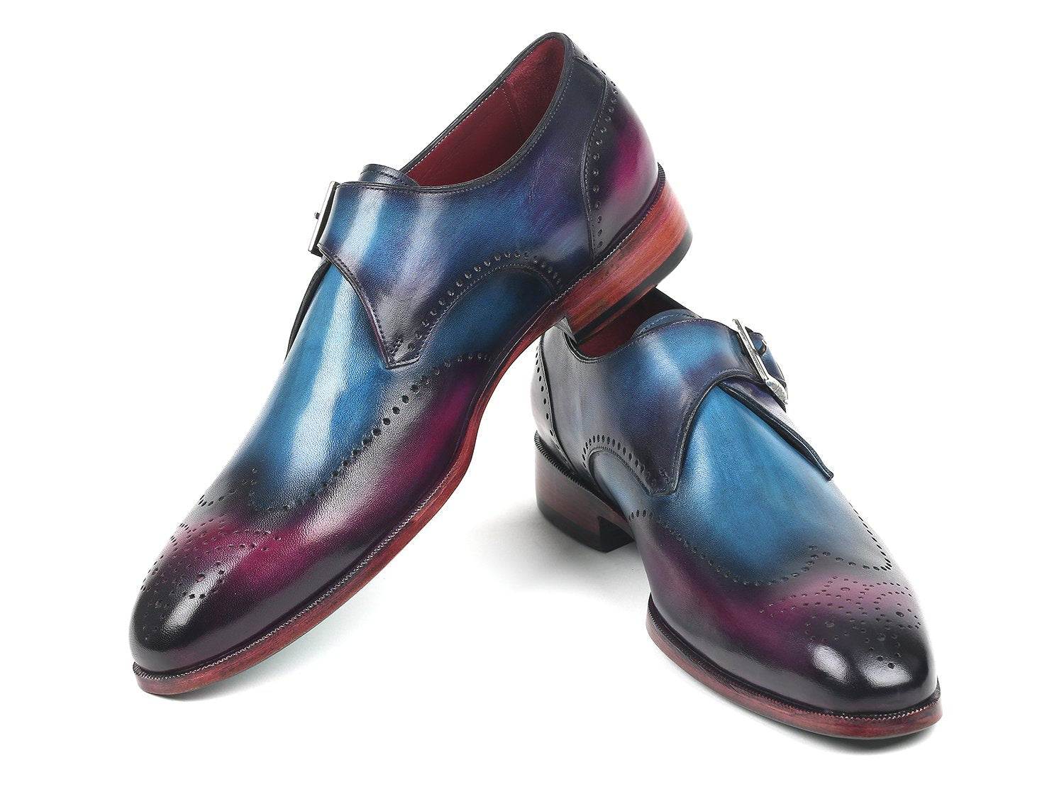 Paul Parkman Single Monkstraps Blue & Purple (ID#948-BLU-PRP) PAUL PARKMAN