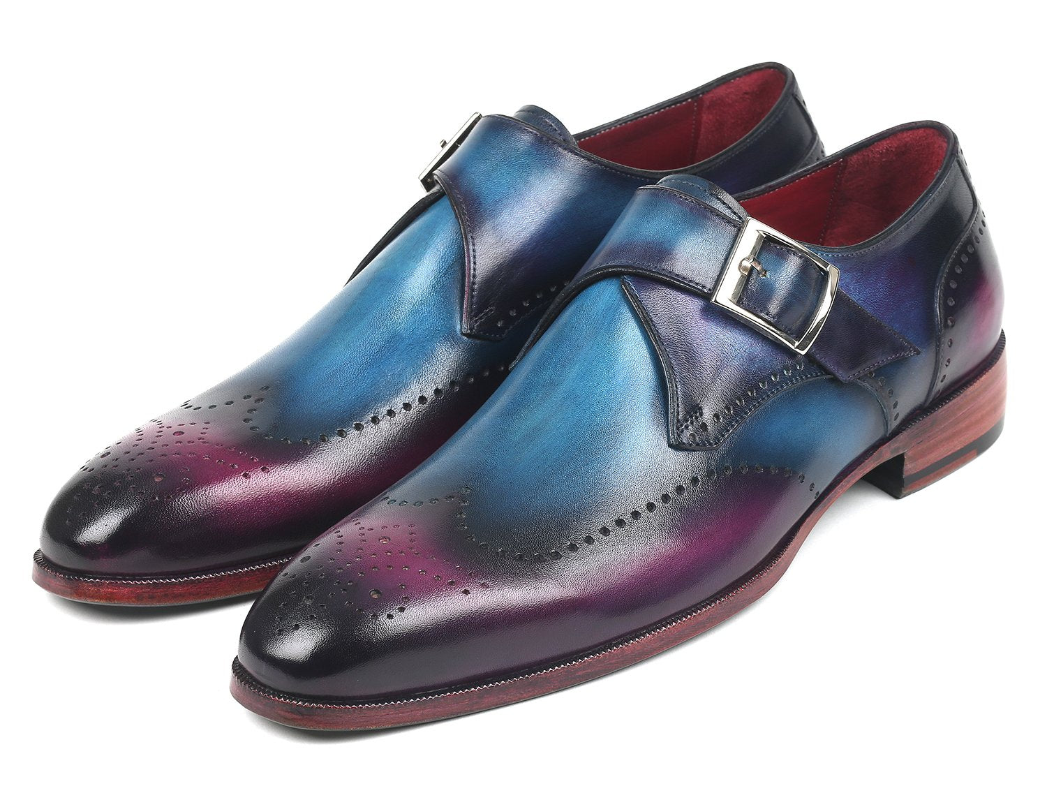 Paul Parkman Single Monkstraps Blue & Purple (ID#948-BLU-PRP) PAUL PARKMAN