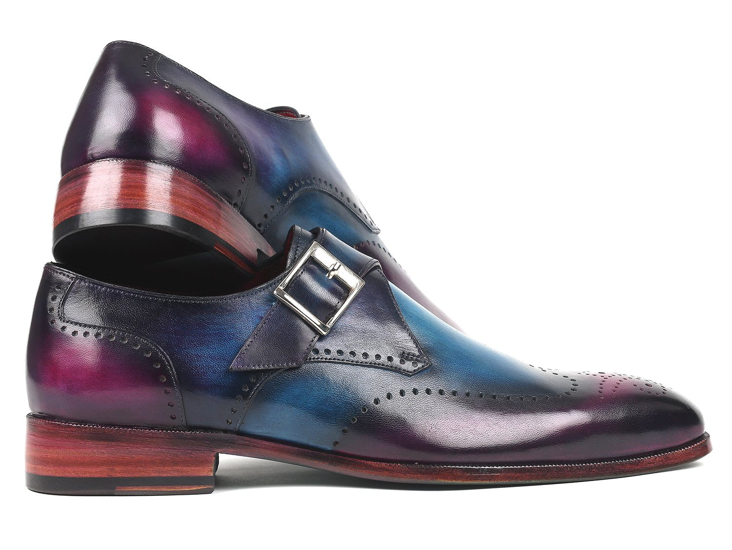 Paul Parkman Single Monkstraps Blue & Purple (ID#948-BLU-PRP) PAUL PARKMAN