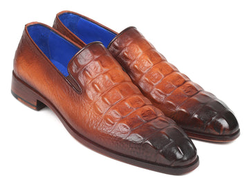 Paul Parkman Brown Crocodile Embossed Calfskin Loafers (ID#5576-BRW)