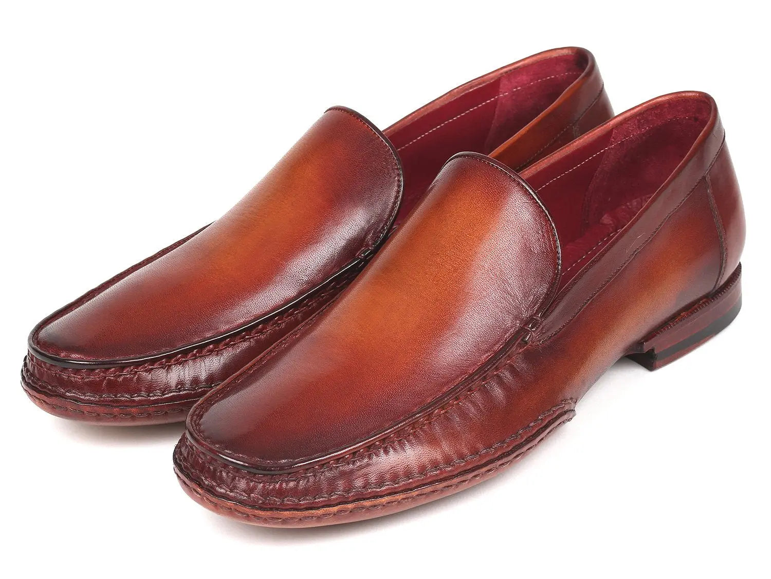 Paul Parkman Men's Brown Hand-Painted Genuine Leather Side Hand-Sewn Moccasins (ID#MC651-BRW) PAUL PARKMAN