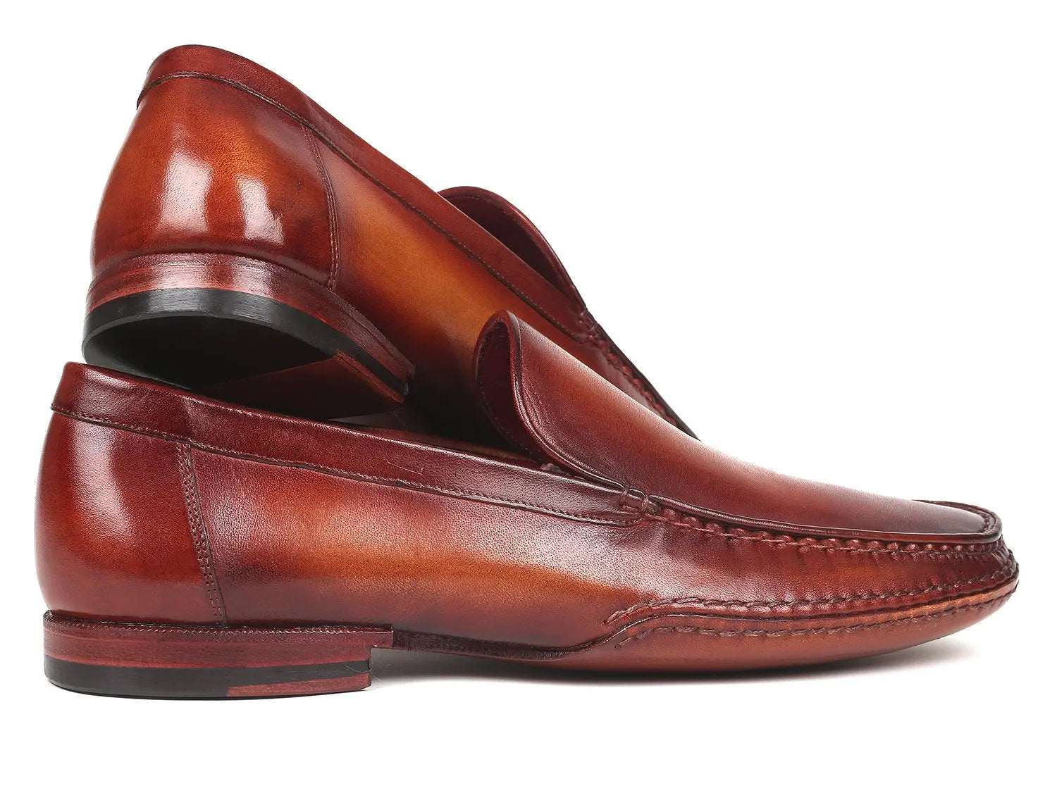 Paul Parkman Men's Brown Hand-Painted Genuine Leather Side Hand-Sewn Moccasins (ID#MC651-BRW) PAUL PARKMAN
