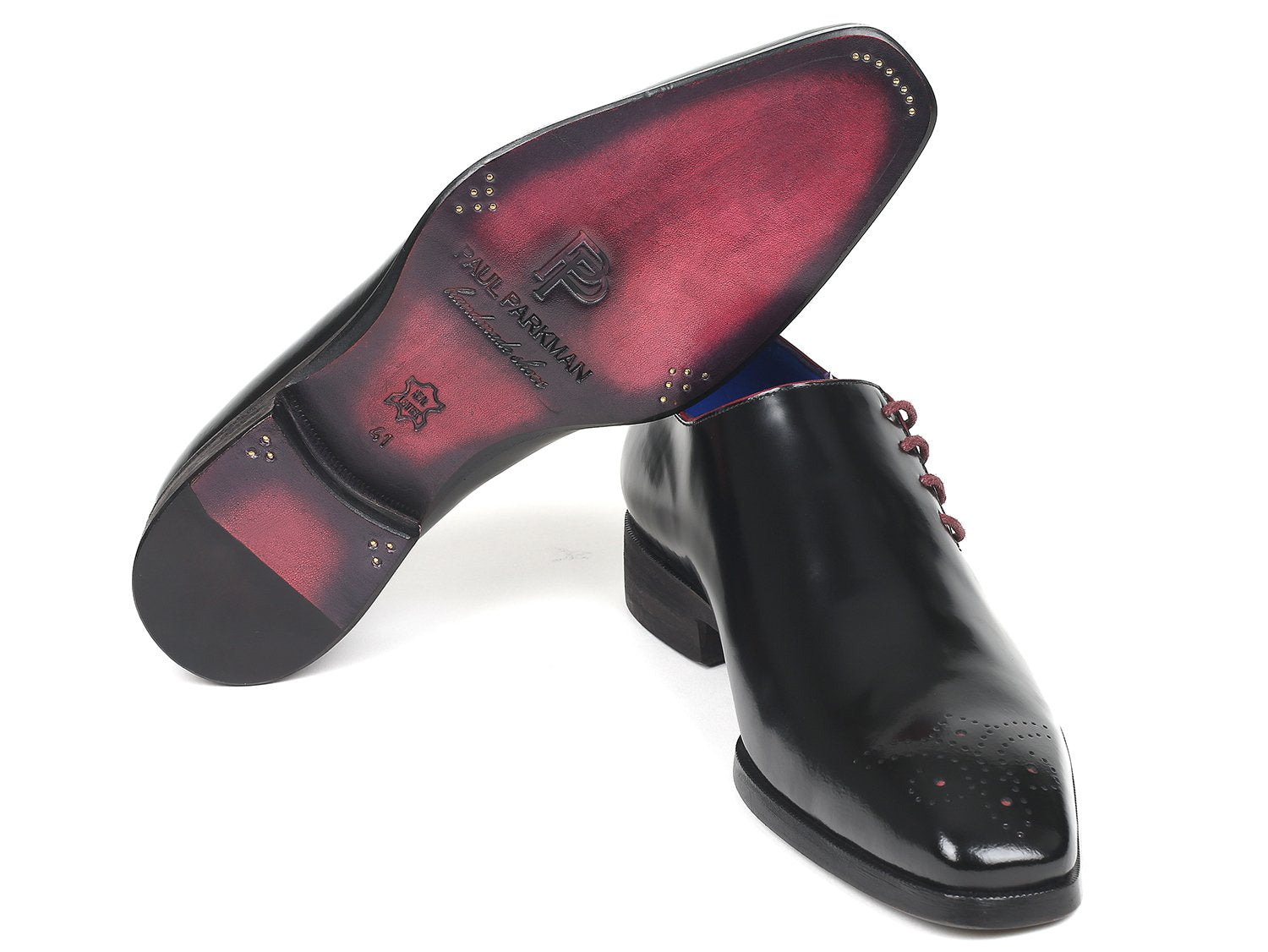 Paul Parkman Side Lace Oxfords Black Polished Leather (ID#981X65) PAUL PARKMAN