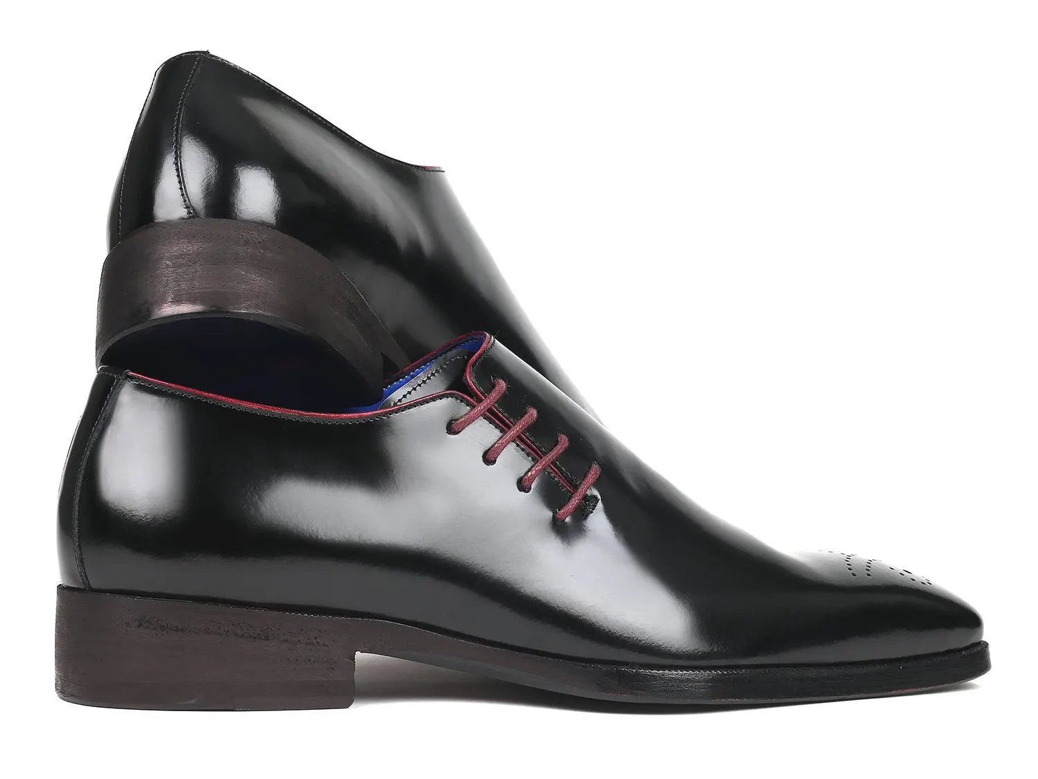 Paul Parkman Men's Black Polished Genuine Leather Side Lace Oxfords (ID#981X65) PAUL PARKMAN