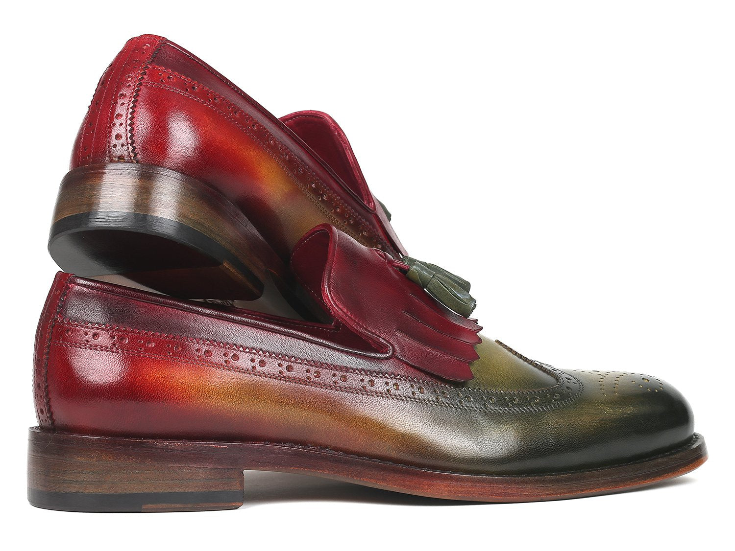 Paul Parkman Kiltie Tassel Loafer Green & Bordeaux (ID#KT39RD) PAUL PARKMAN