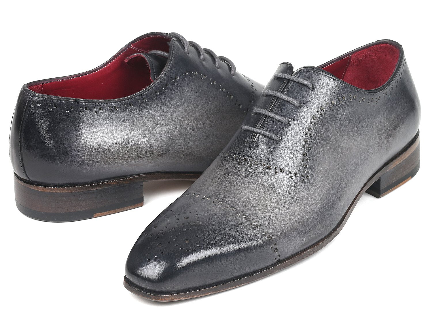 Paul Parkman Grey Hand-Painted Classic Brogues (ID#ZLS34GRY) PAUL PARKMAN