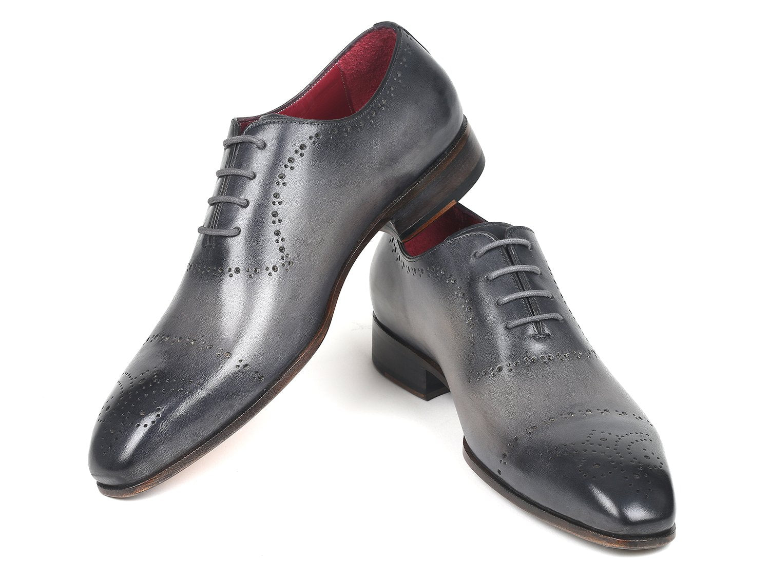 Paul Parkman Grey Hand-Painted Classic Brogues (ID#ZLS34GRY) PAUL PARKMAN