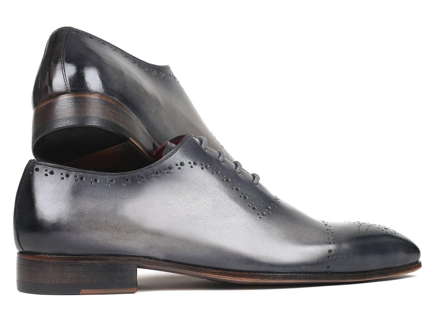 Paul Parkman Grey Hand-Painted Classic Brogues (ID#ZLS34GRY) PAUL PARKMAN