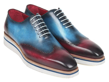 Paul Parkman Men's Smart Casual Wingtip Oxfords Blue & Purple (ID#187-BLU-PRP) PAUL PARKMAN