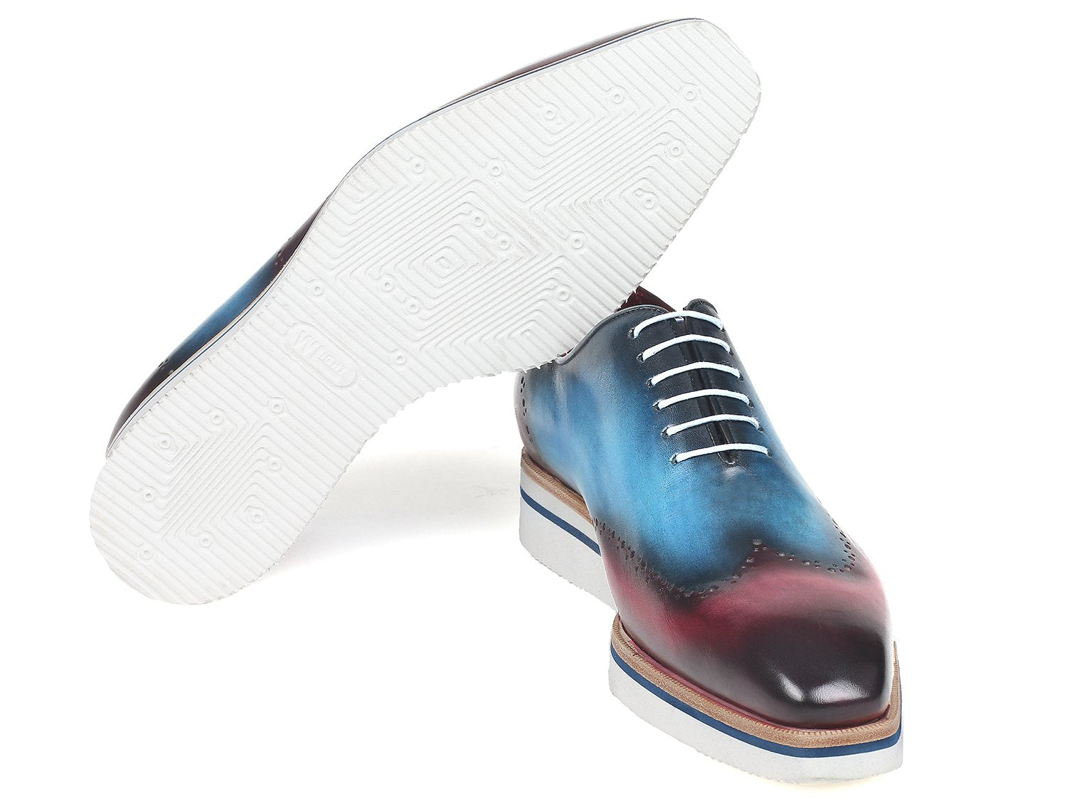 Paul Parkman Men's Smart Casual Wingtip Oxfords Blue & Purple (ID#187-BLU-PRP) PAUL PARKMAN