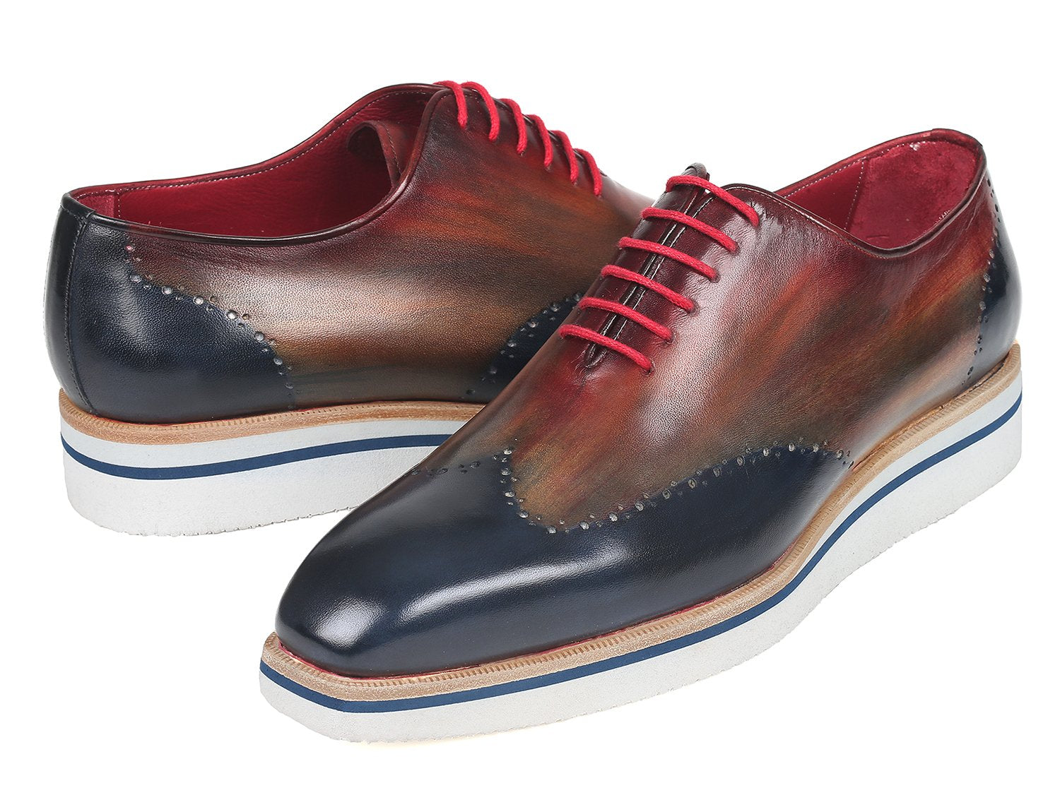 Paul Parkman Men's Smart Casual Wingtip Oxfords Multi-color (ID#187-MIX-NVY) PAUL PARKMAN