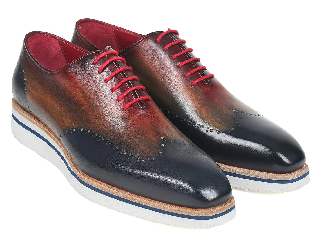 Paul Parkman Men's Multicolor Smart Casual Wingtip Oxfords (ID#187-MIX-NVY) PAUL PARKMAN