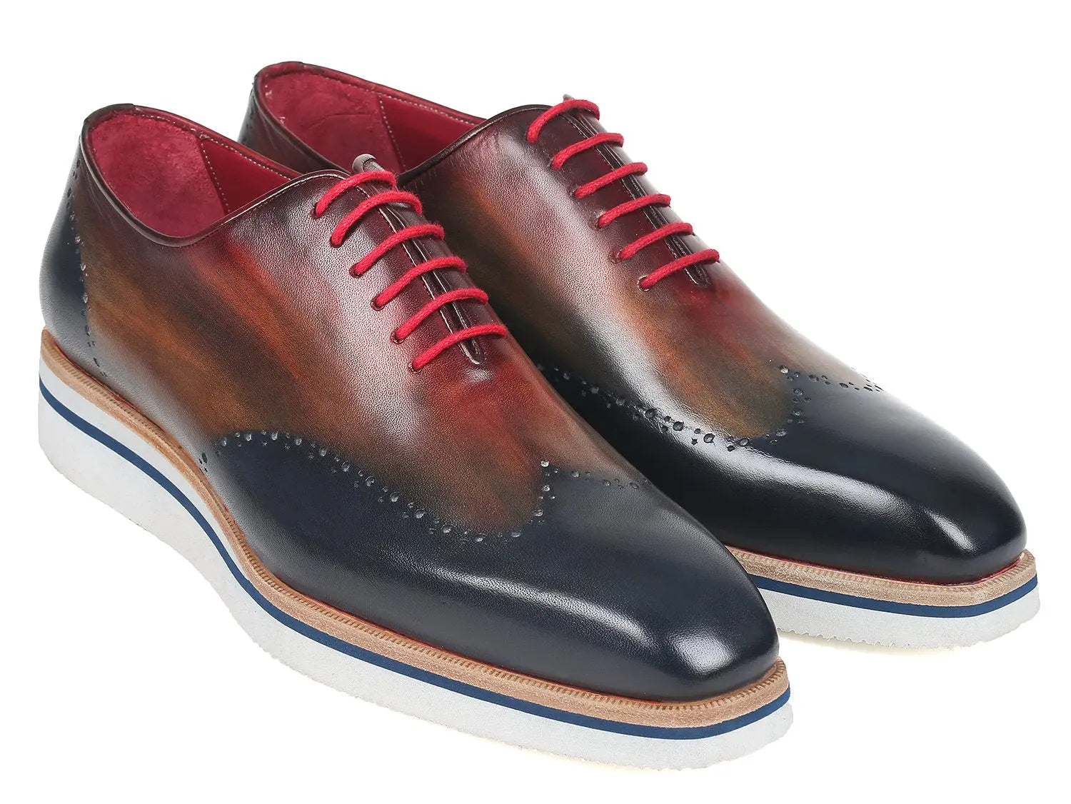 Paul Parkman Men's Multicolor Smart Casual Wingtip Oxfords (ID#187-MIX-NVY) PAUL PARKMAN