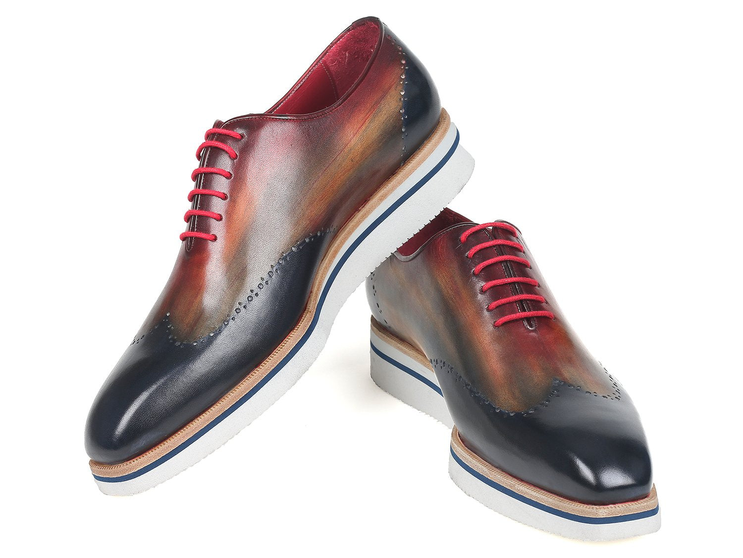 Paul Parkman Men's Smart Casual Wingtip Oxfords Multi-color (ID#187-MIX-NVY) PAUL PARKMAN