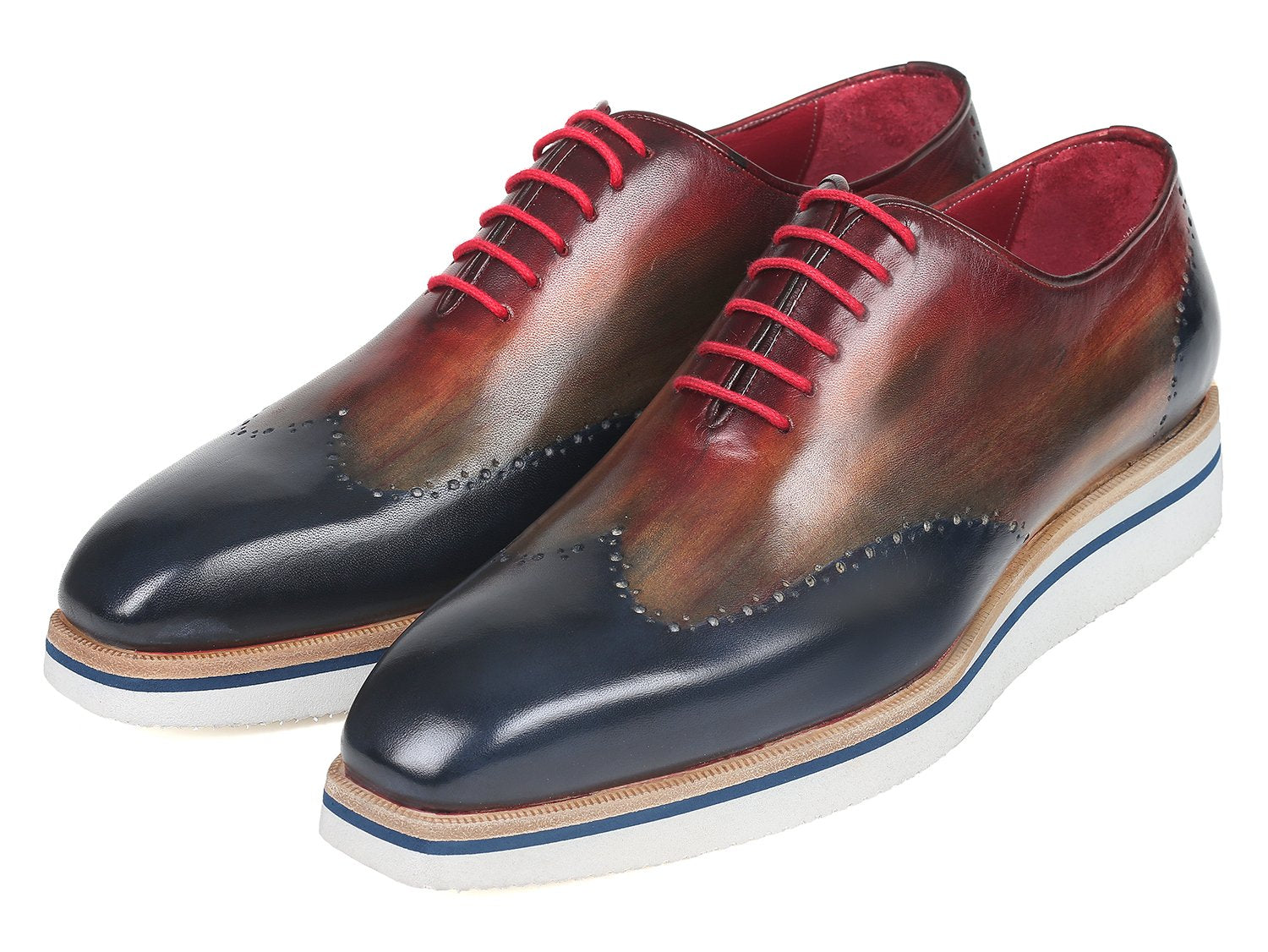 Paul Parkman Men's Smart Casual Wingtip Oxfords Multi-color (ID#187-MIX-NVY) PAUL PARKMAN