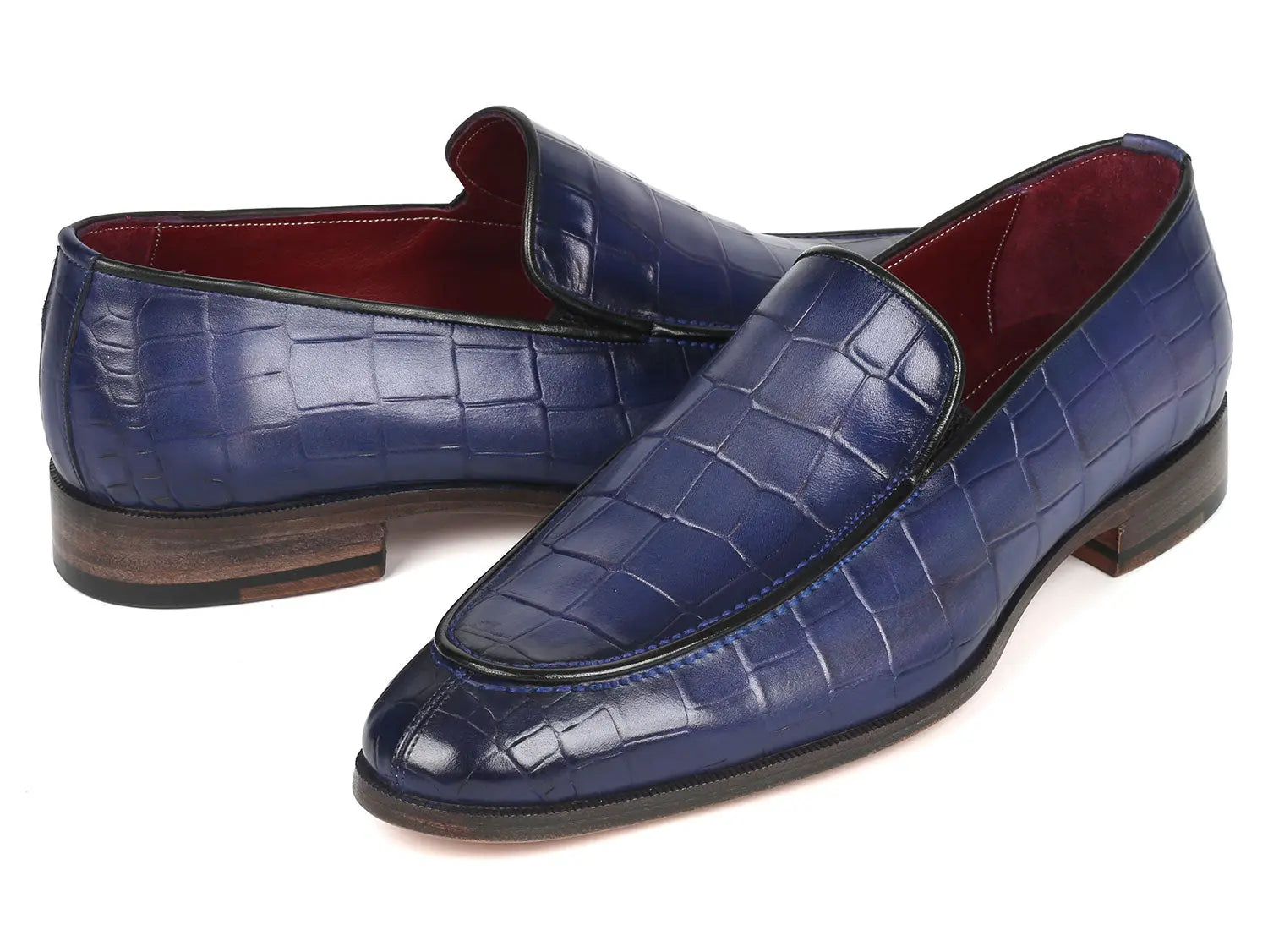 Paul Parkman Croco Textured Leather Loafer Blue (ID#7339-BLU) PAUL PARKMAN