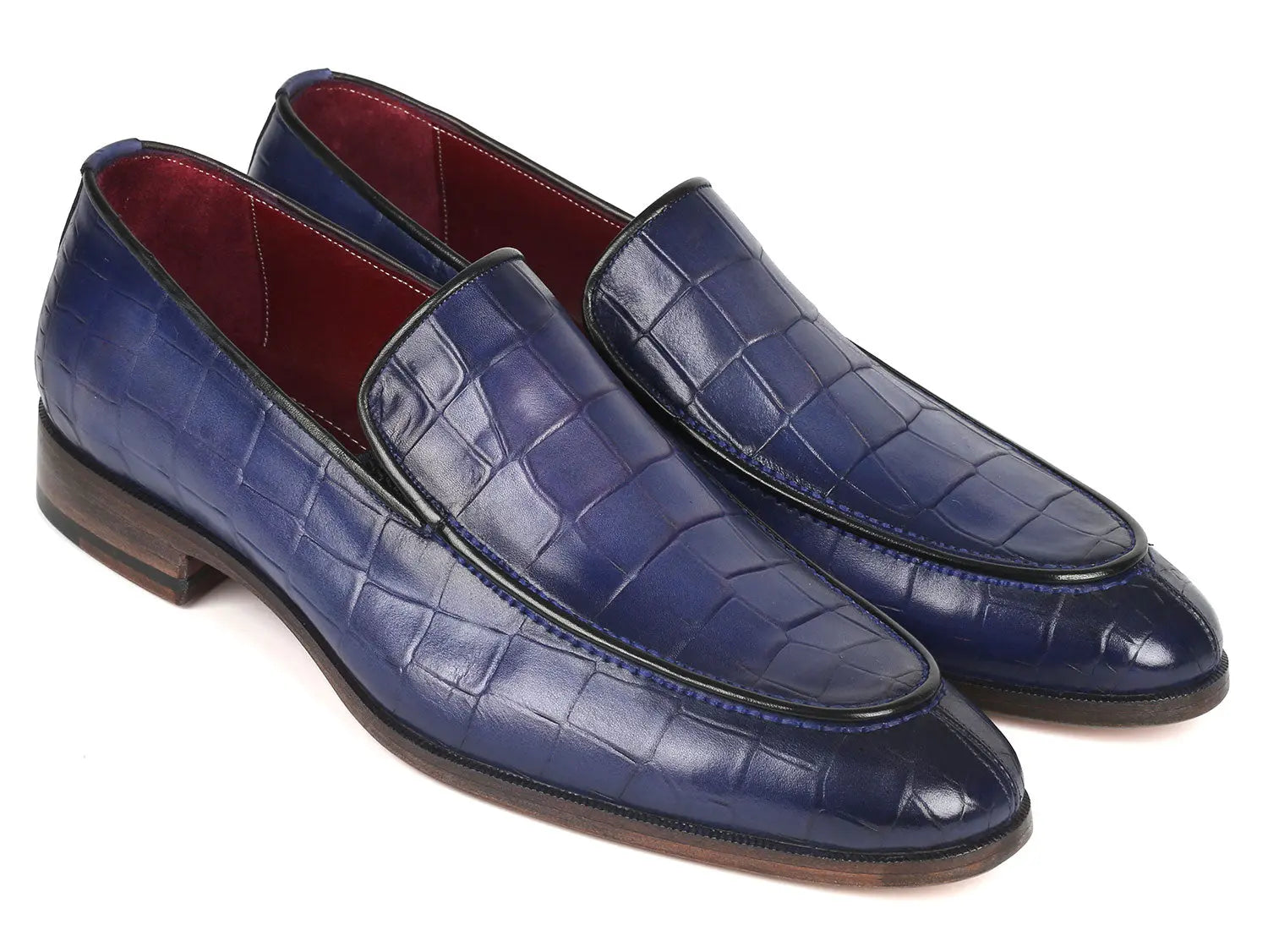 Paul Parkman Croco Textured Leather Loafer Blue (ID#7339-BLU) PAUL PARKMAN