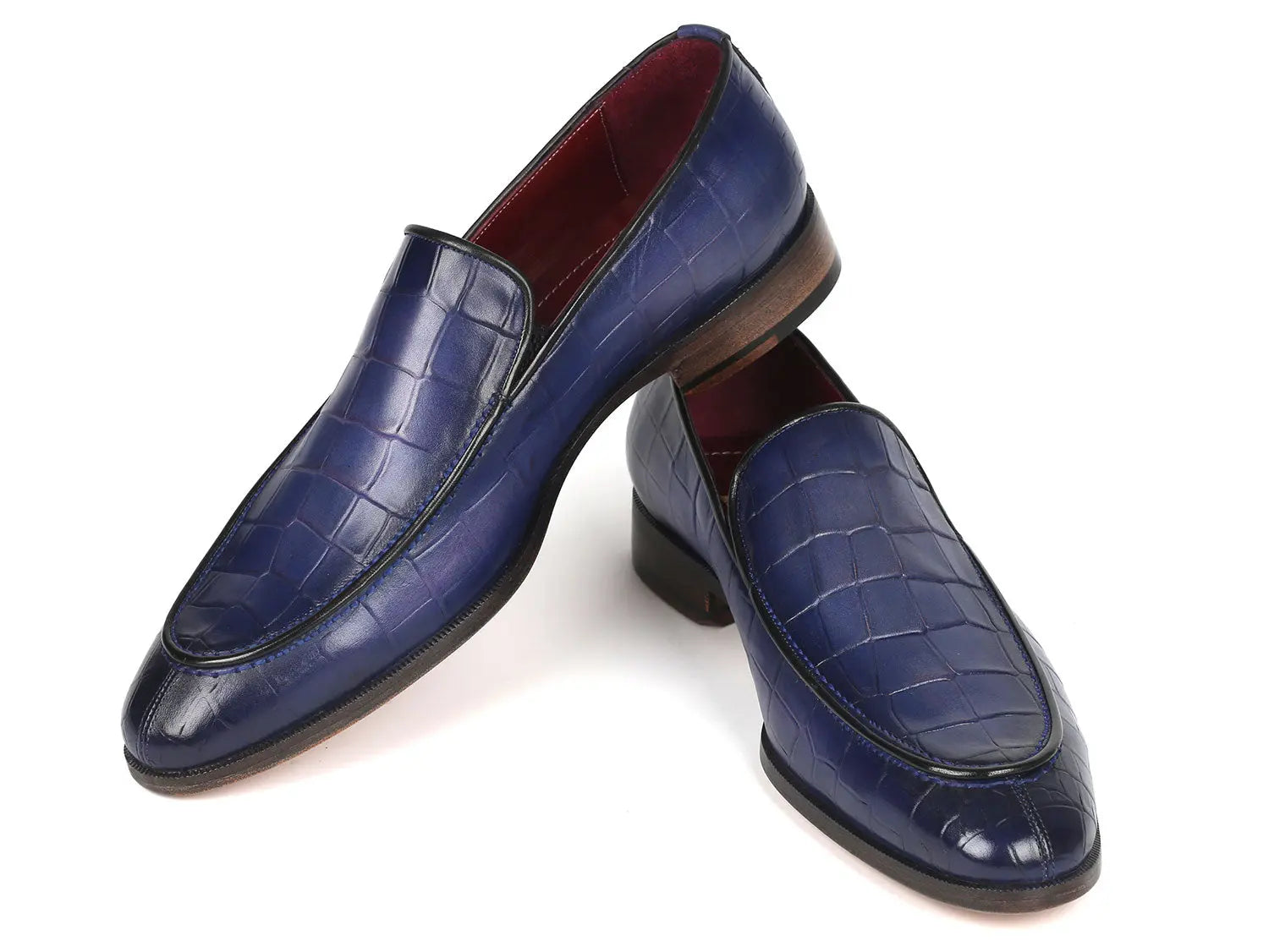 Paul Parkman Croco Textured Leather Loafer Blue (ID#7339-BLU) PAUL PARKMAN