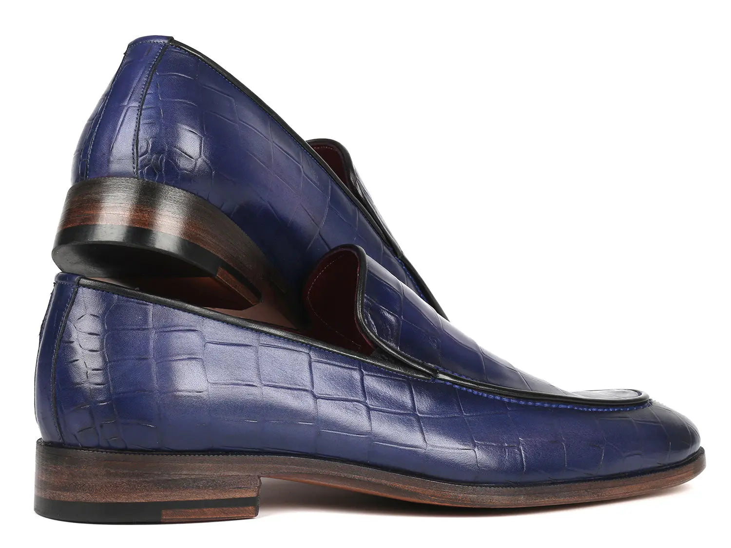 Paul Parkman Croco Textured Leather Loafer Blue (ID#7339-BLU) PAUL PARKMAN