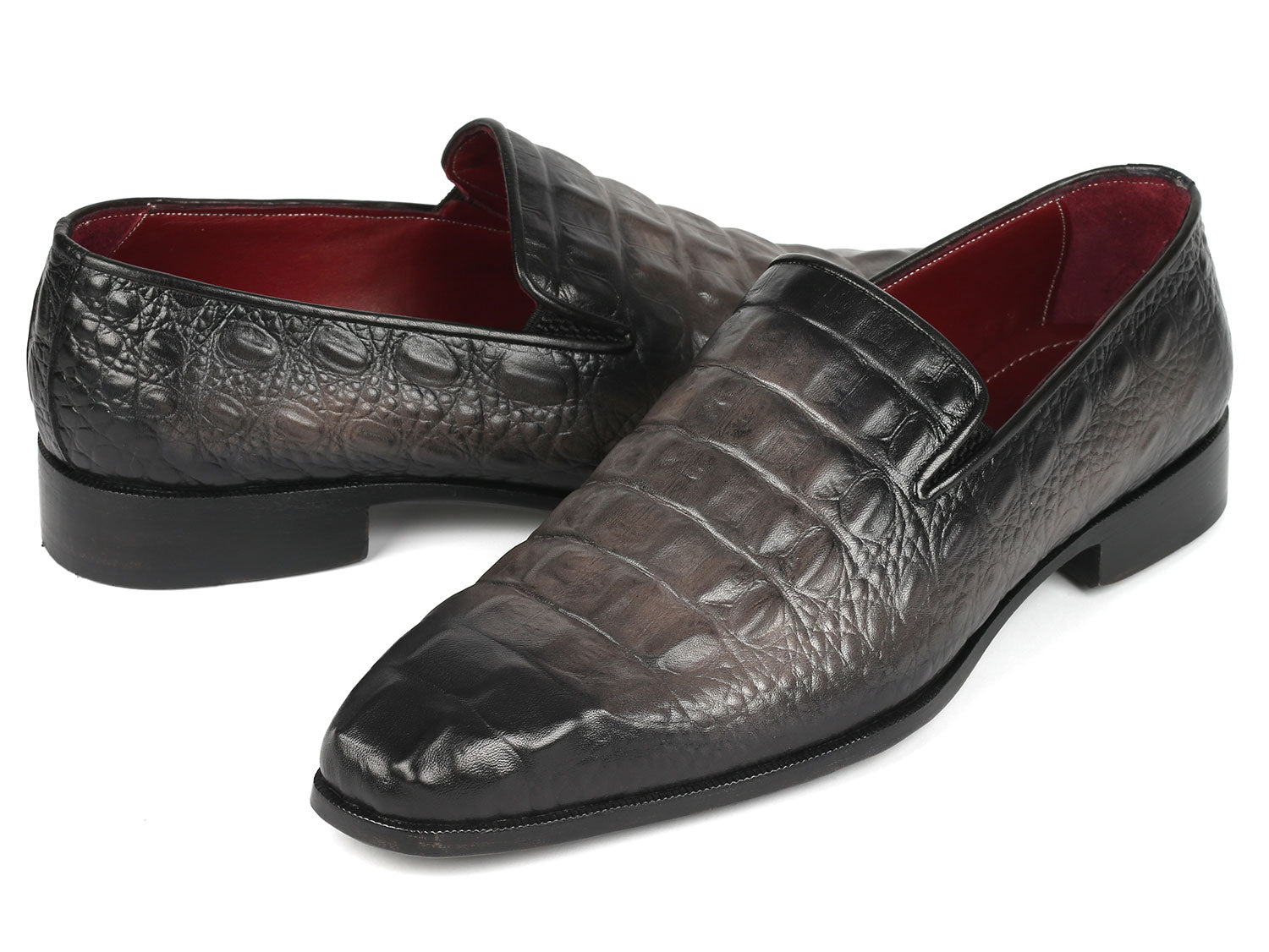 Paul Parkman Gray Crocodile Embossed Calfskin Loafers (ID#5576-GRY) PAUL PARKMAN