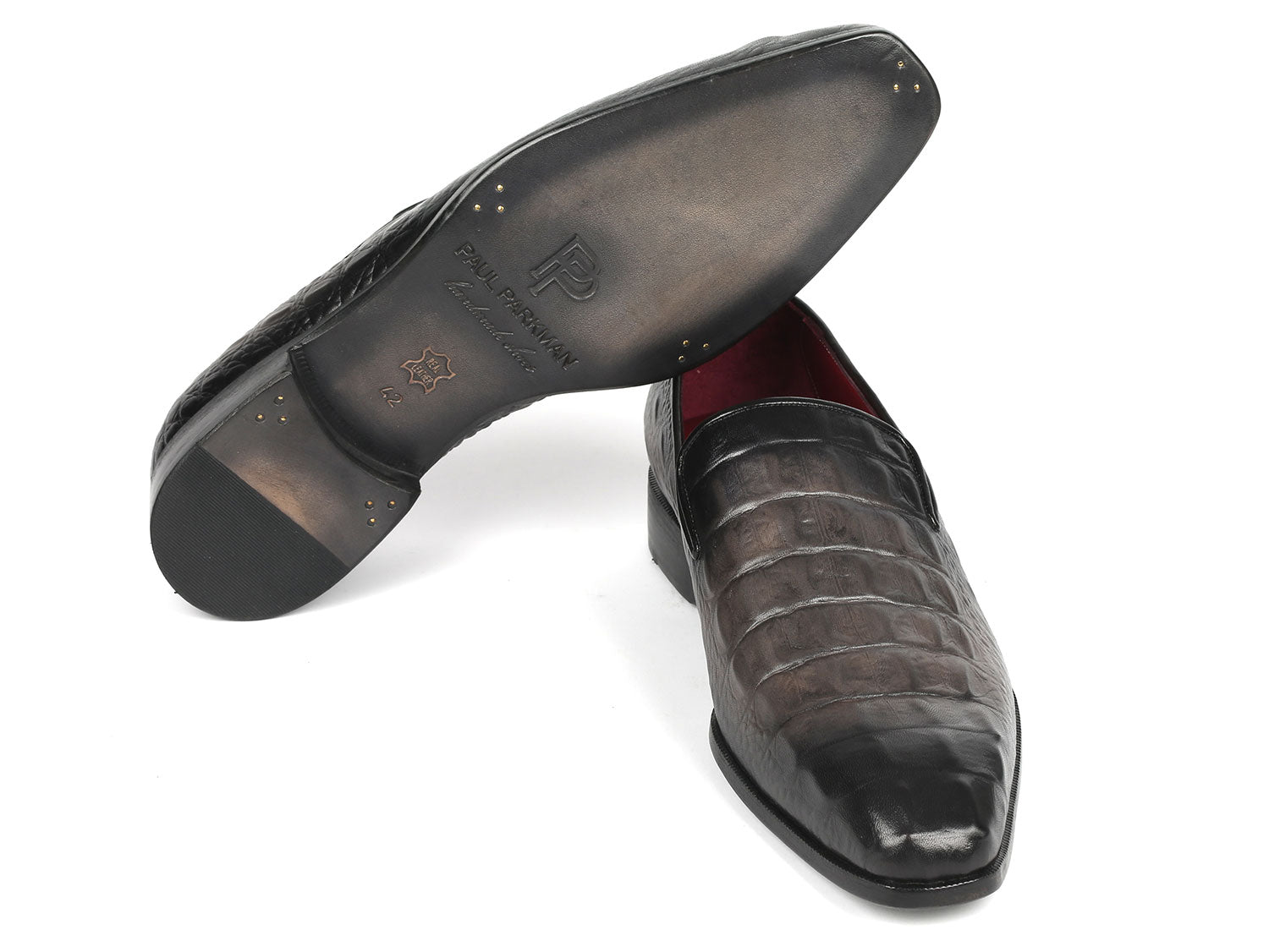 Paul Parkman Gray Crocodile Embossed Calfskin Loafers (ID#5576-GRY) PAUL PARKMAN