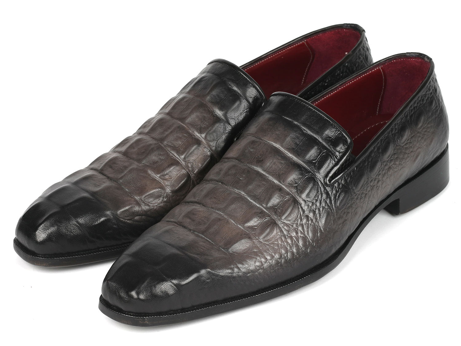 Paul Parkman Gray Crocodile Embossed Calfskin Loafers (ID#5576-GRY) PAUL PARKMAN