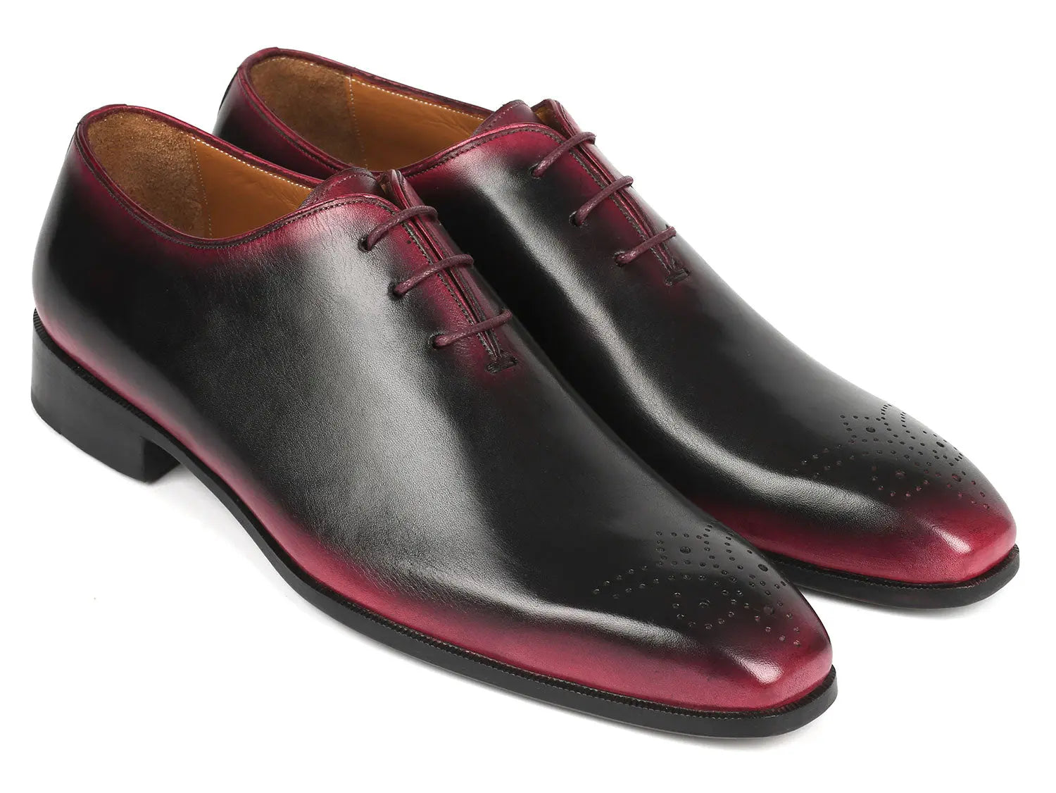 Paul Parkman Men's Black/Red Genuine Leather Oxfords (ID#KR254-01-83) PAUL PARKMAN