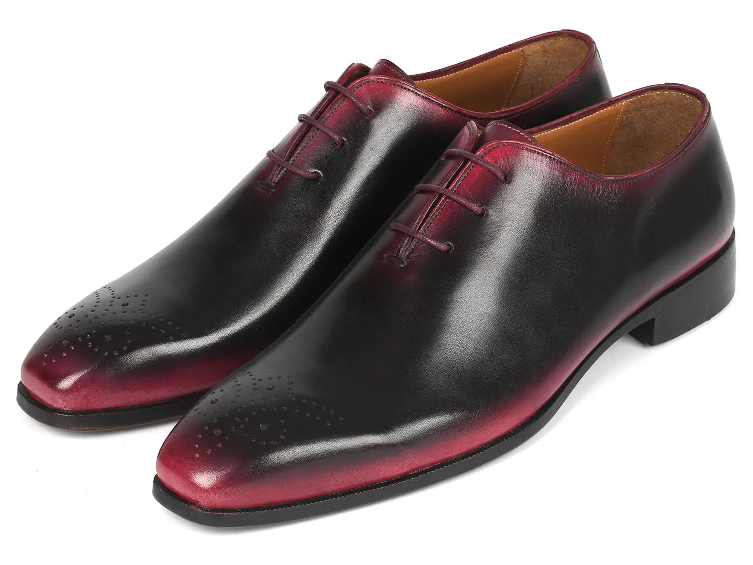 Paul Parkman Men's Black/Red Genuine Leather Oxfords (ID#KR254-01-83) PAUL PARKMAN