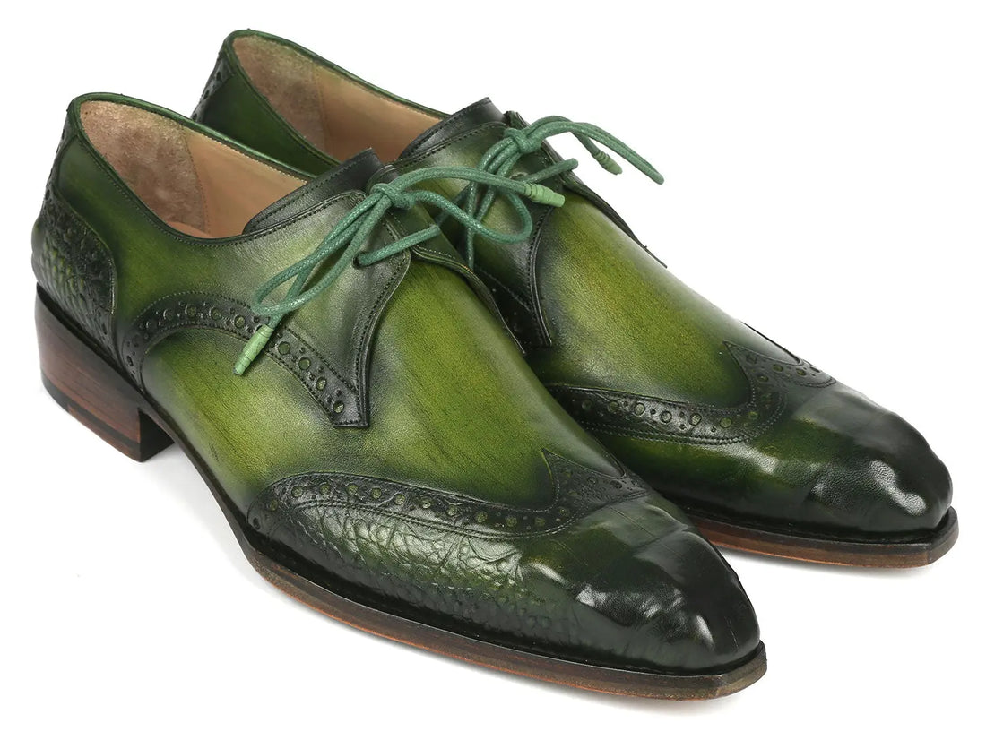 Paul Parkman Men's Green Goodyear Welted Wingtip Derby Shoes (ID#584-GRN) PAUL PARKMAN