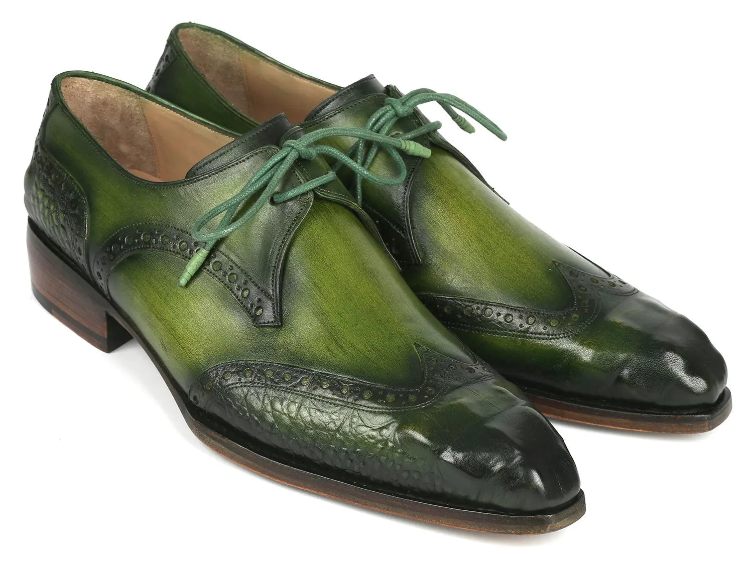 Paul Parkman Men's Green Goodyear Welted Wingtip Derby Shoes (ID#584-GRN) PAUL PARKMAN